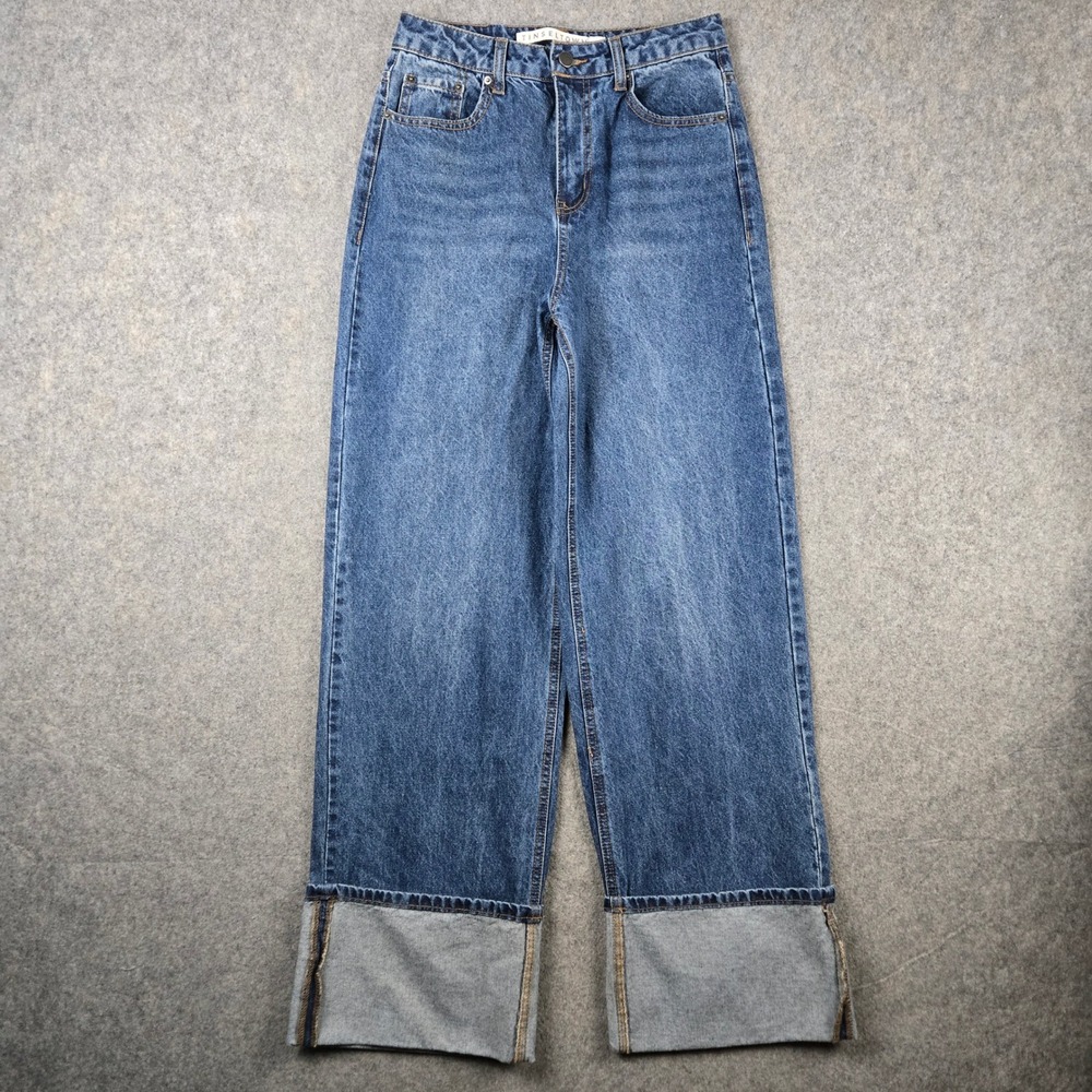 Tinseltown Blue Wide Leg Cuffed Jeans